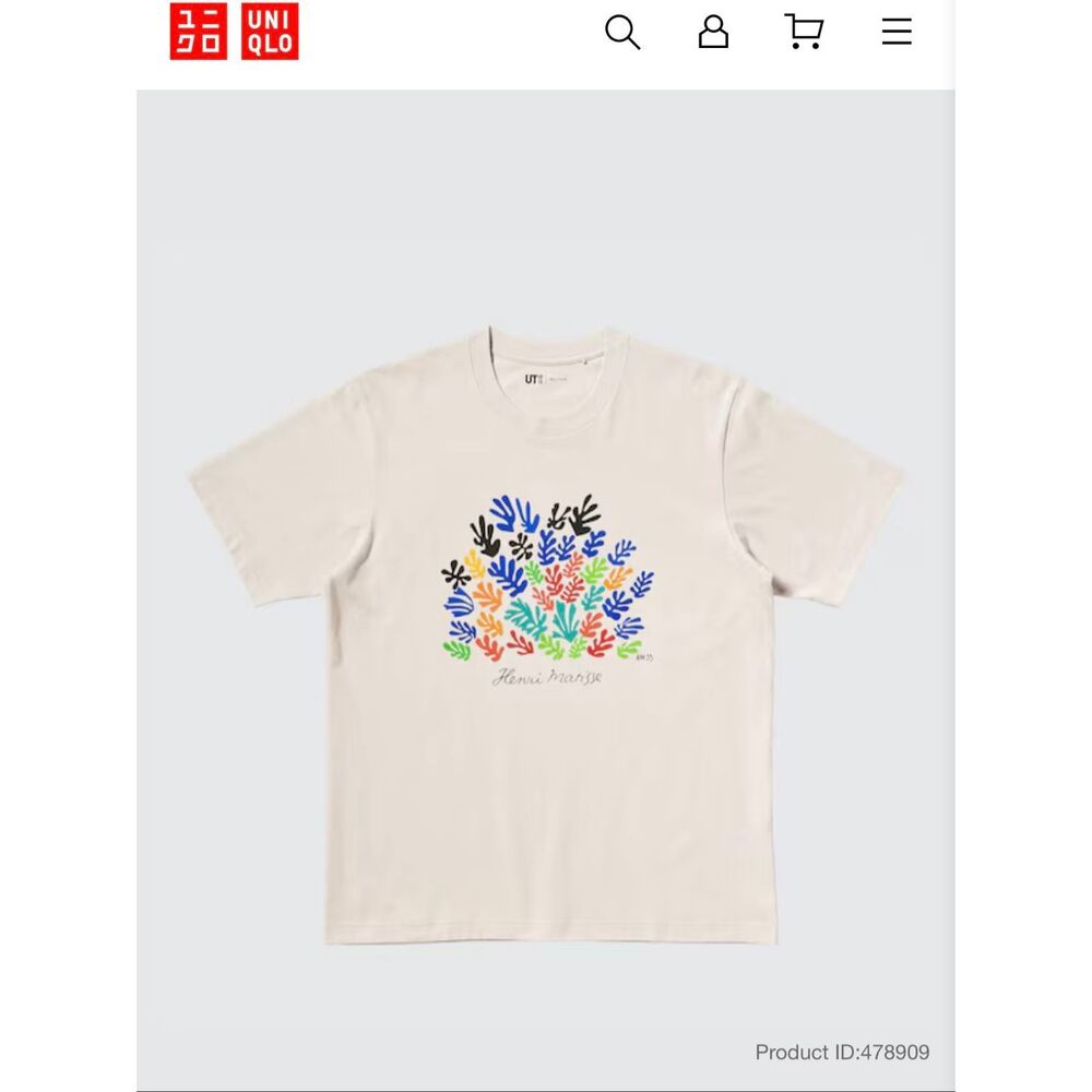 Uniqlo Large Henri Matisse UT Graphic T-Shirt Art Print Cotton Ivory Tee - Picture 2 of 7